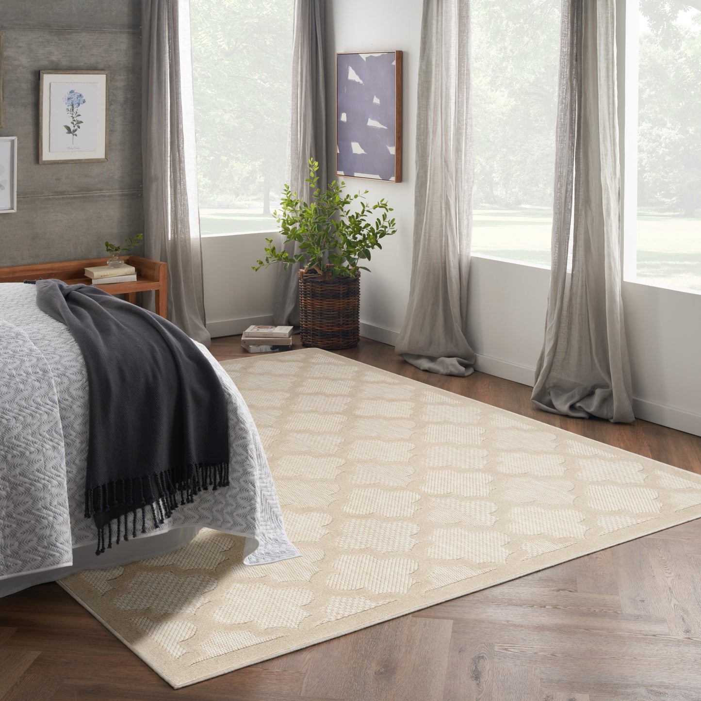 Nourison Easy Care 9' x 12' Cream Modern Rug