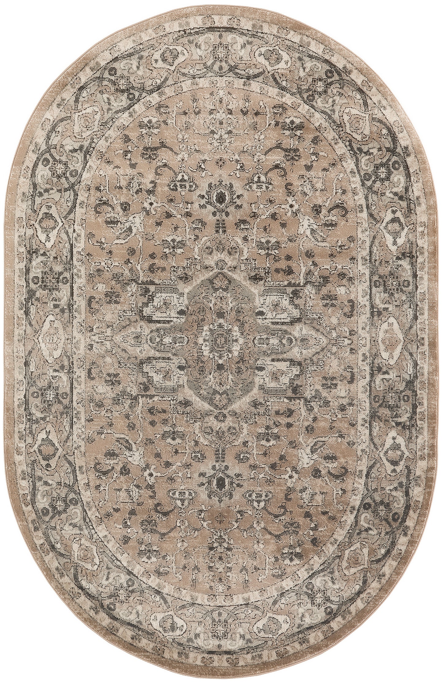 Nourison Quarry 5' x 8' Oval Beige Grey Farmhouse Indoor Rug