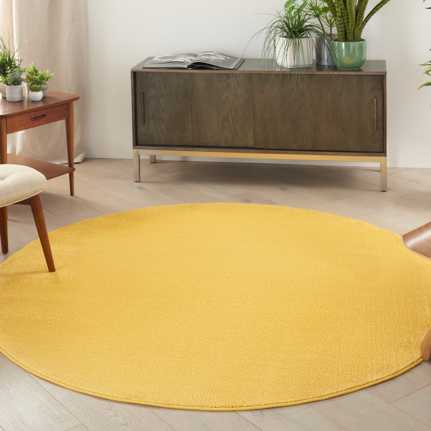 Nourison Nourison Essentials 6' x Round Yellow Outdoor Rug