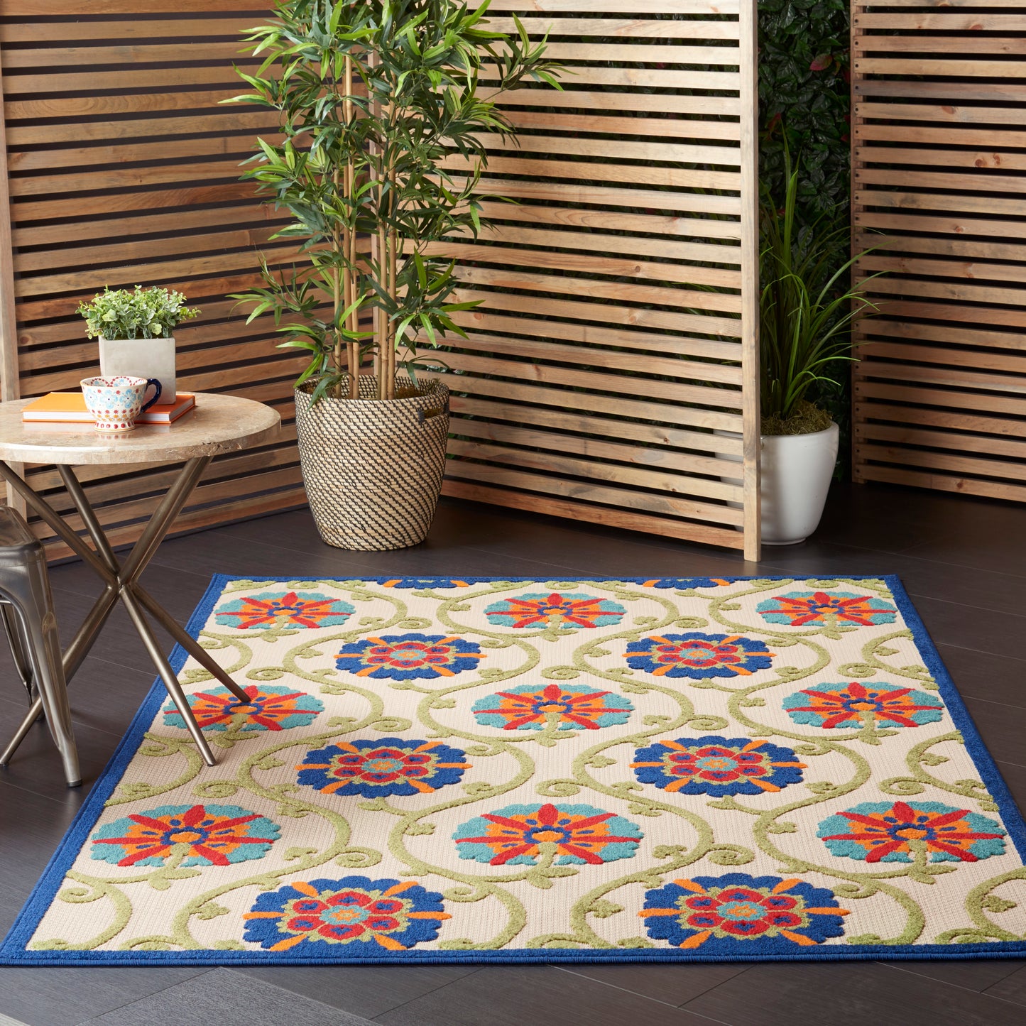 Nourison Aloha 6' x 9' Blue Multicolor Contemporary Rug