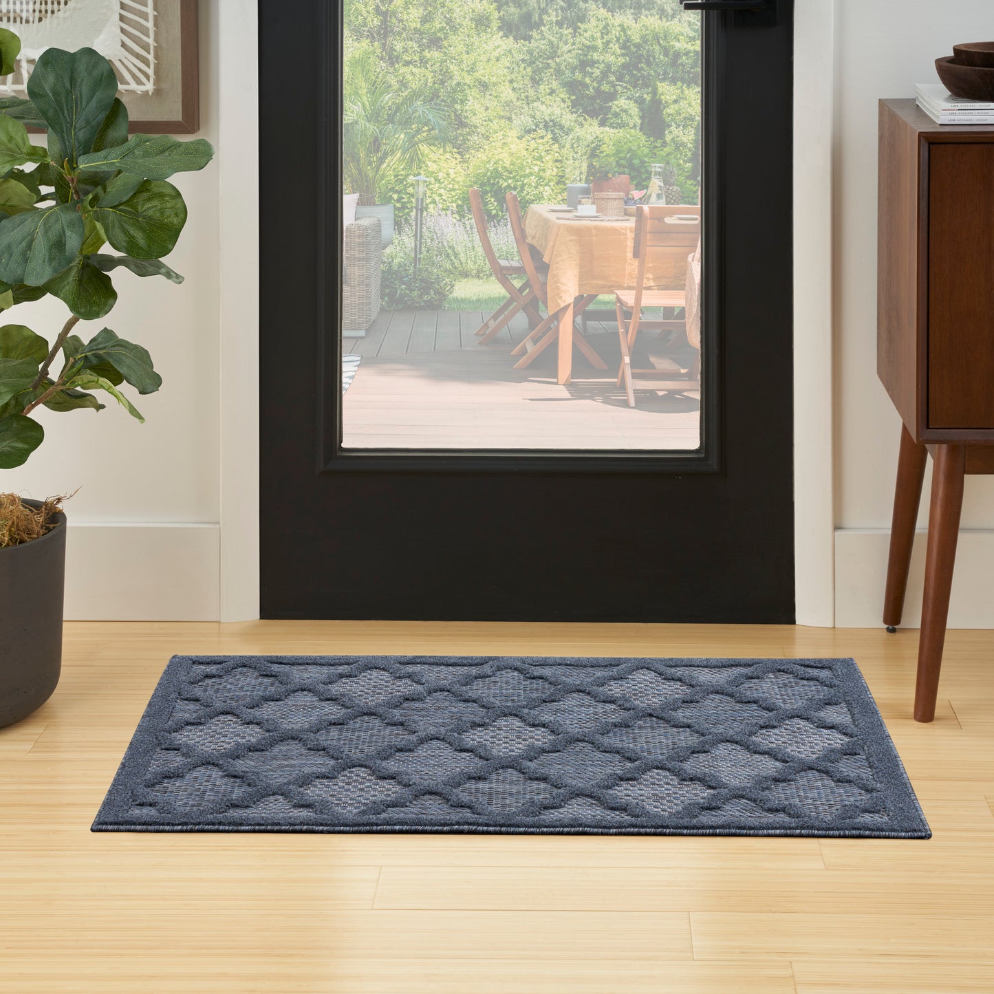 Nourison Easy Care 2' x 4' Navy Blue Modern Rug