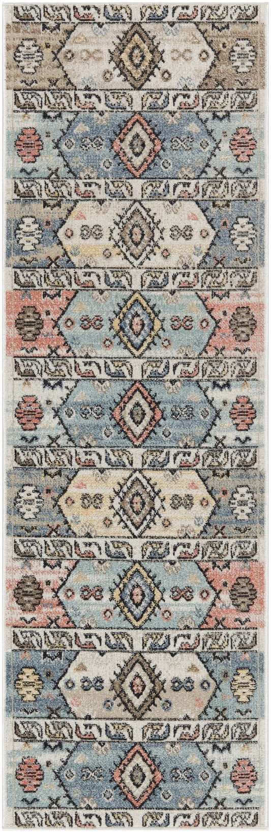 Nourison Washable Decor 2' x 6' Ivory Multicolor Bohemian Indoor Rug