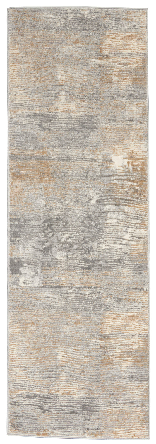 Nourison Solace 2'3" x 7'3" Grey Beige Modern Indoor Rug