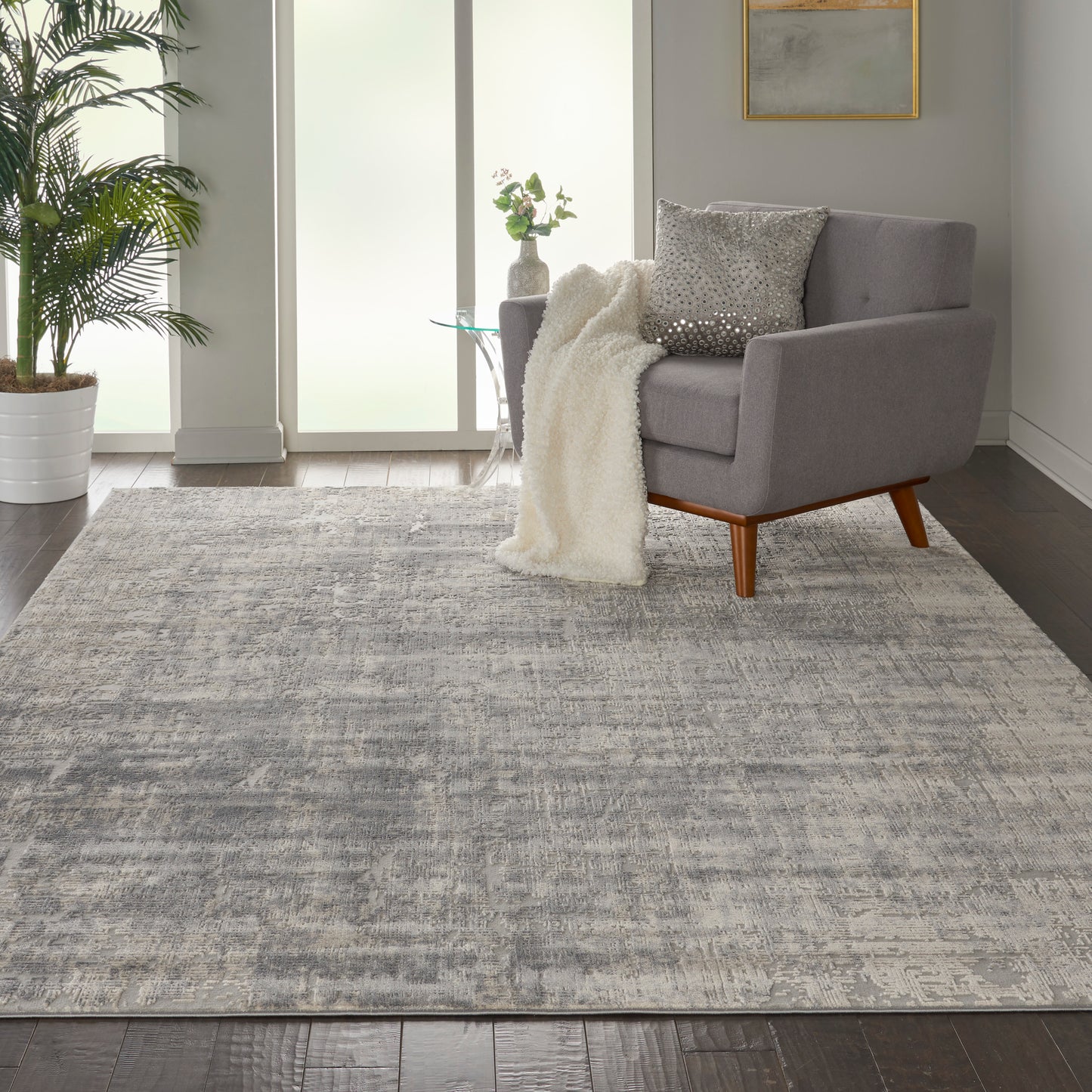 Nourison Rustic Textures 7'10" x 10'6" Ivory/Silver Modern Indoor Rug