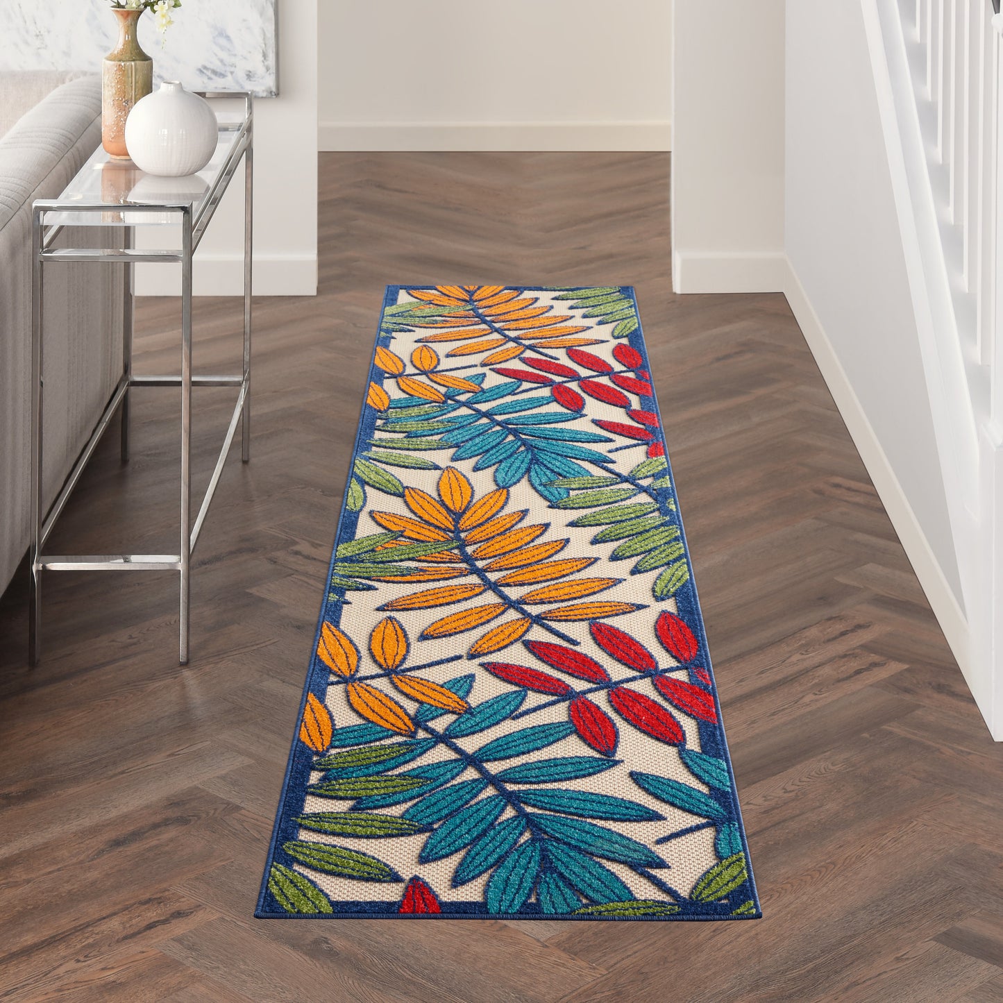 Nourison Aloha 2'3" x 10' Multicolor Tropical Rug