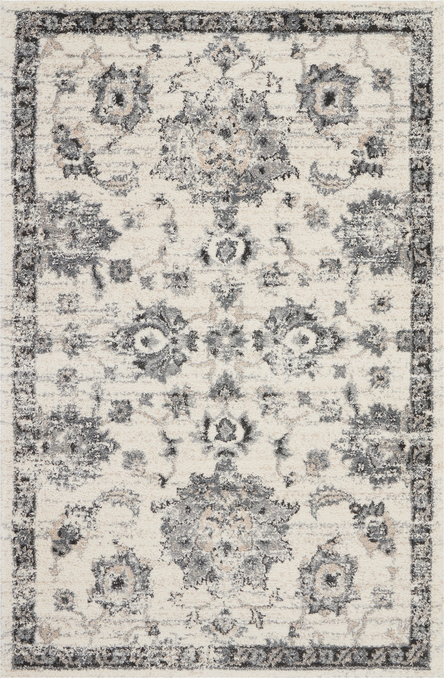 Nourison Fusion 4' x 6' Cream Grey Vintage Indoor Rug