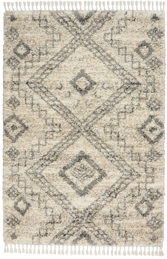 Nourison Oslo Shag 4' x 6' Ivory/Grey Shag Indoor Rug