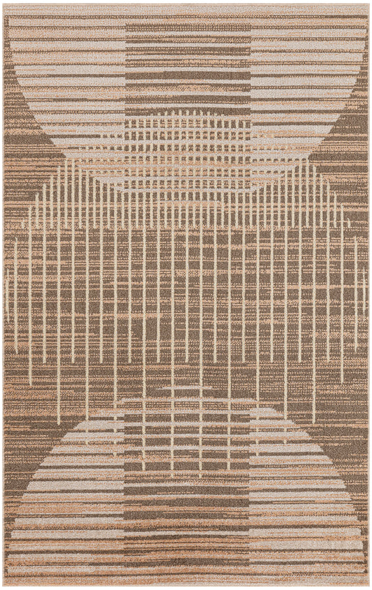 Nourison Astra Machine Washable 3'3" x 5' Latte Mid-Century Modern Indoor Rug