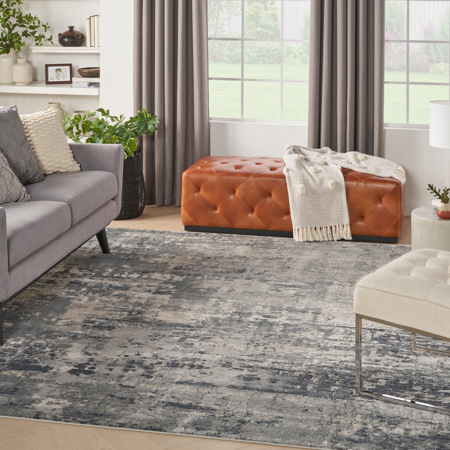 Nourison Quarry 7'10" x 9'10" Grey Beige Modern Indoor Rug