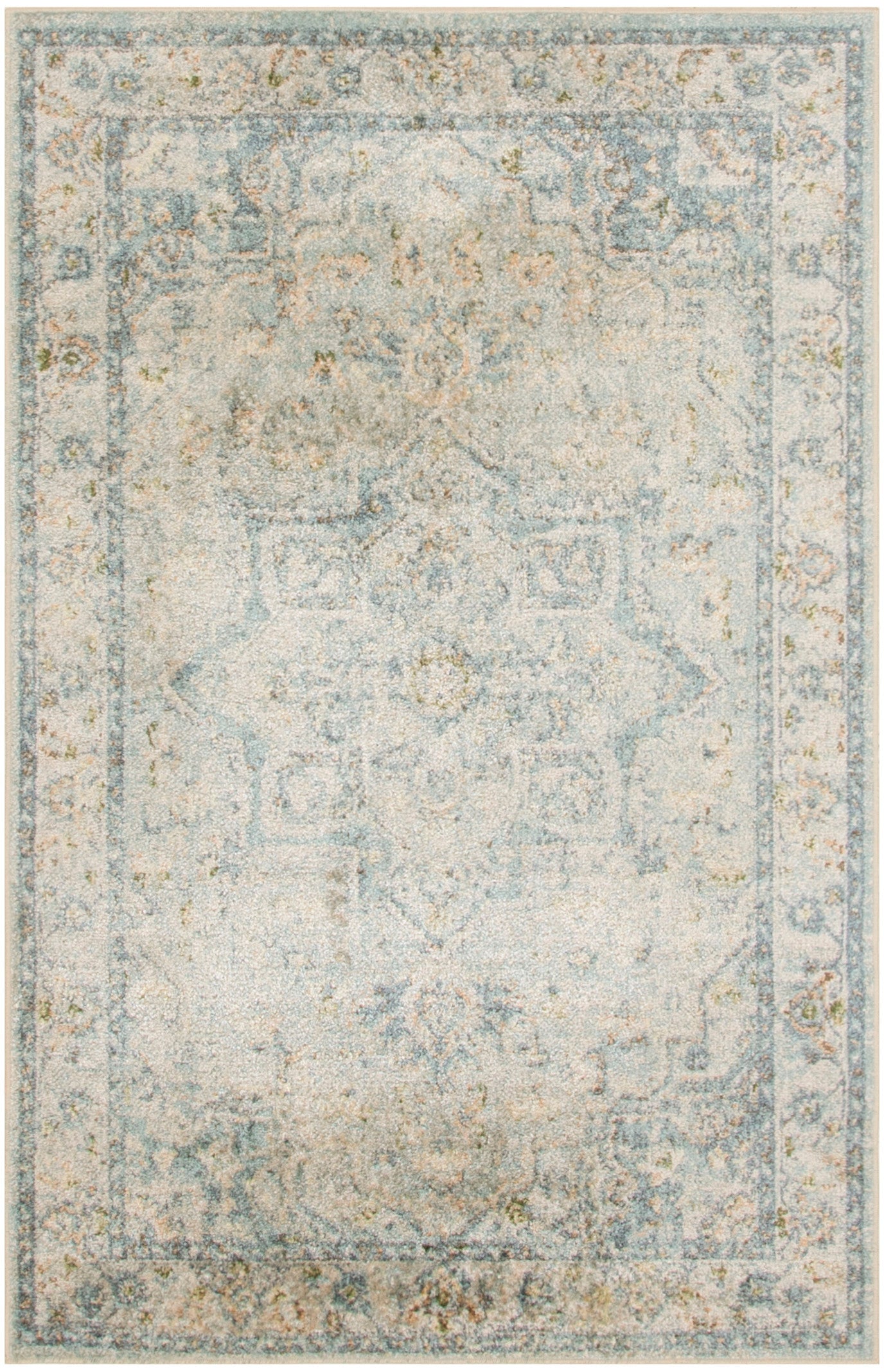 Nourison Astra Machine Washable 3'3" x 5' Light Blue Vintage Indoor Rug