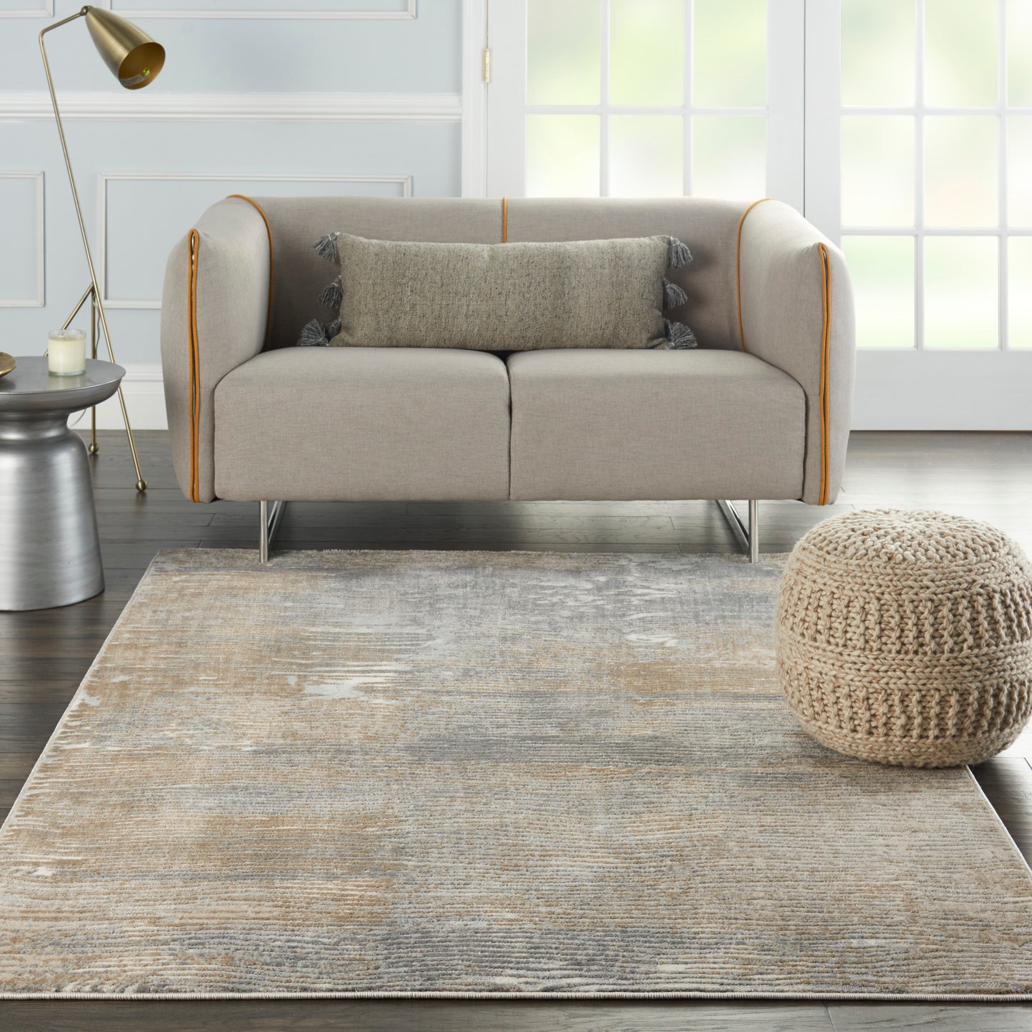 Nourison Solace 5'3" x 7'3" Grey Beige Modern Indoor Rug