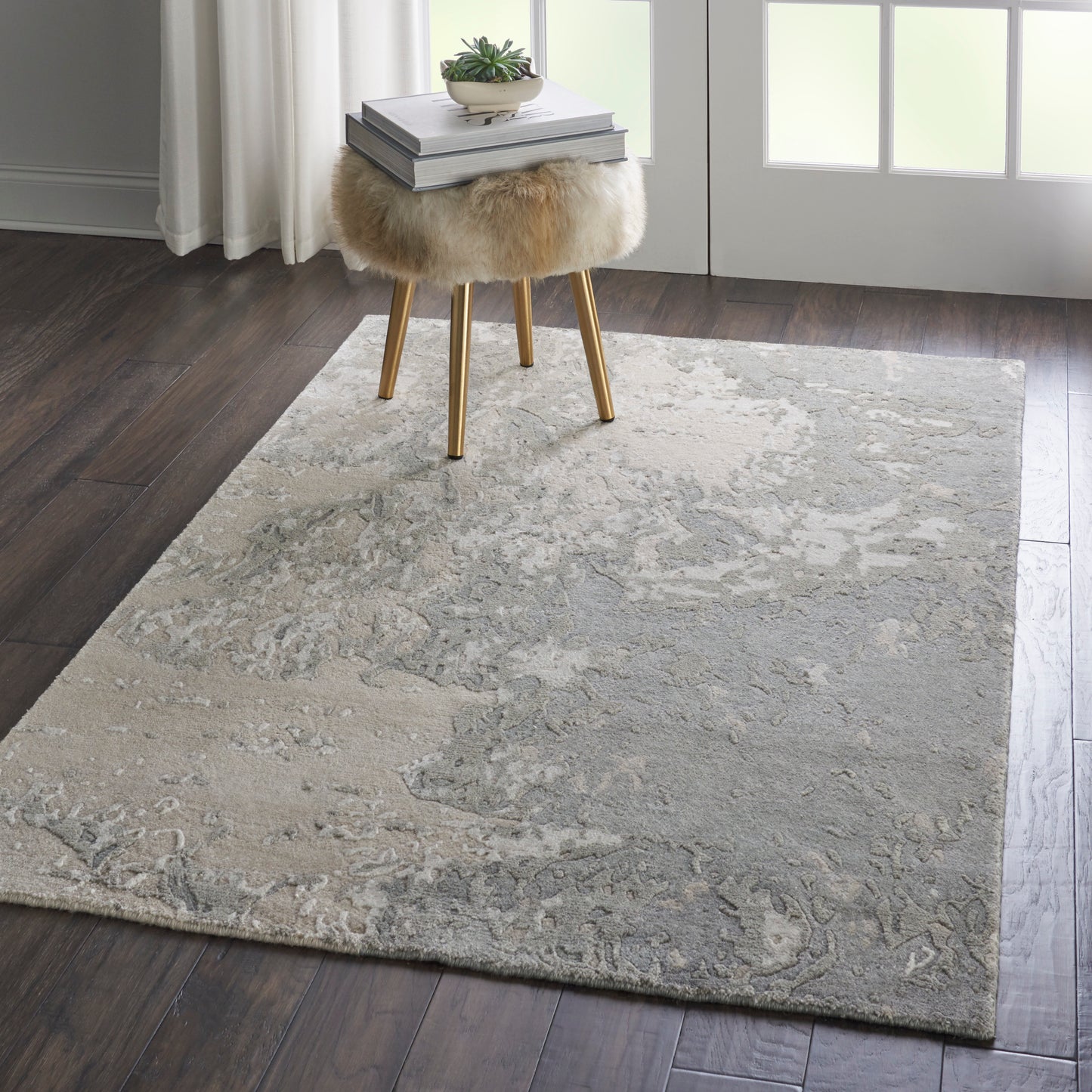 Nourison Silk Shadows 3'9" x 5'9" Sand Modern Indoor Rug