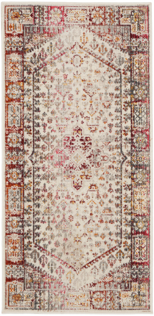 Nourison Vintage Kashan 2' x 4' Ivory Red Vintage Indoor Rug