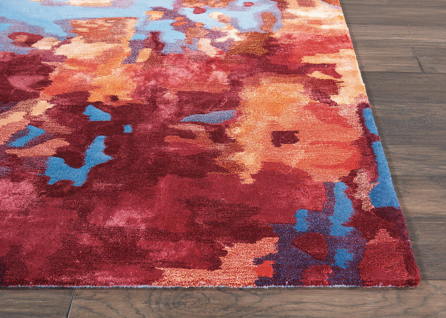 Nourison Prismatic 3'9" x 5'9" Blue/Flame Modern Indoor Rug