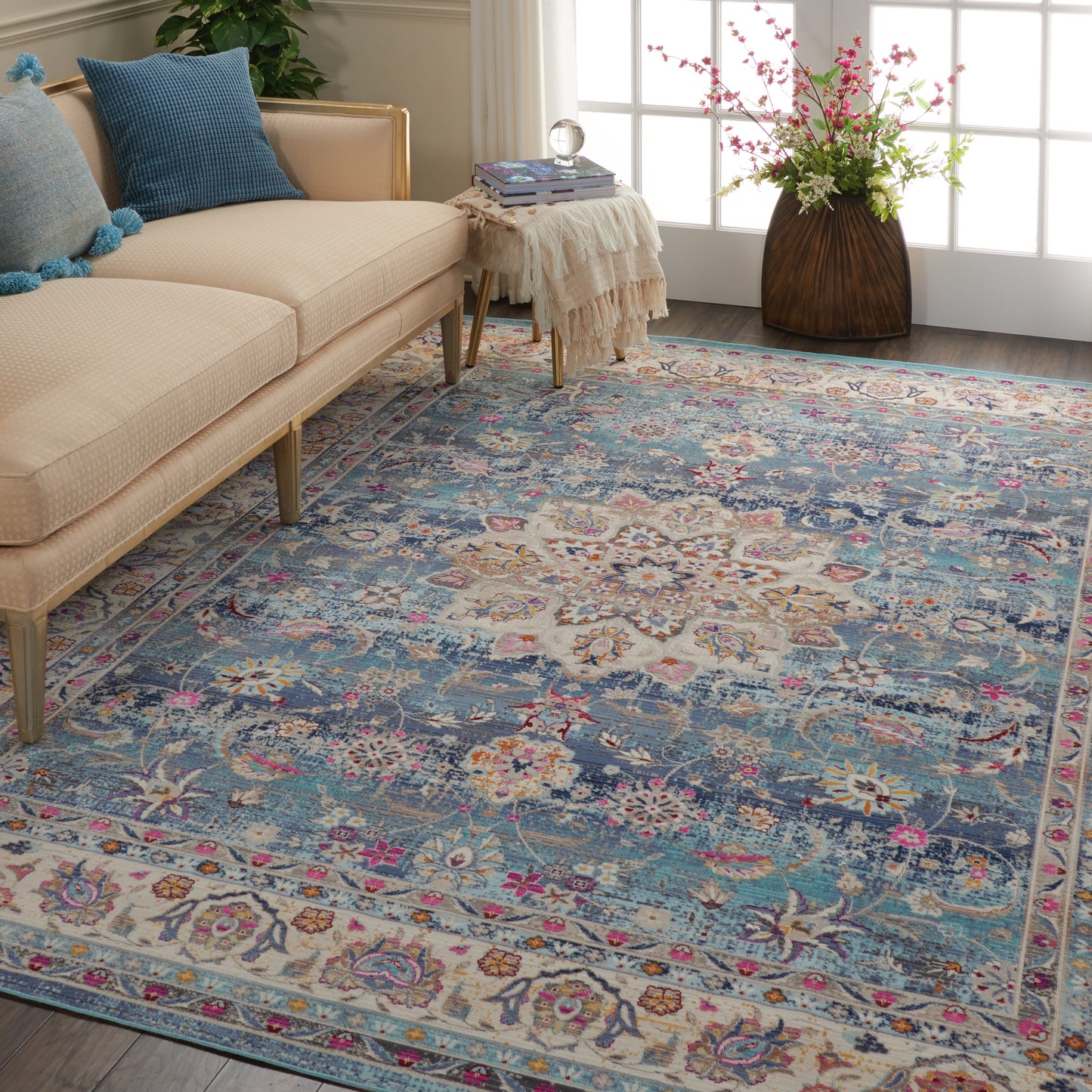 Nourison Vintage Kashan 8'10" x 11'10" Blue Vintage Indoor Rug