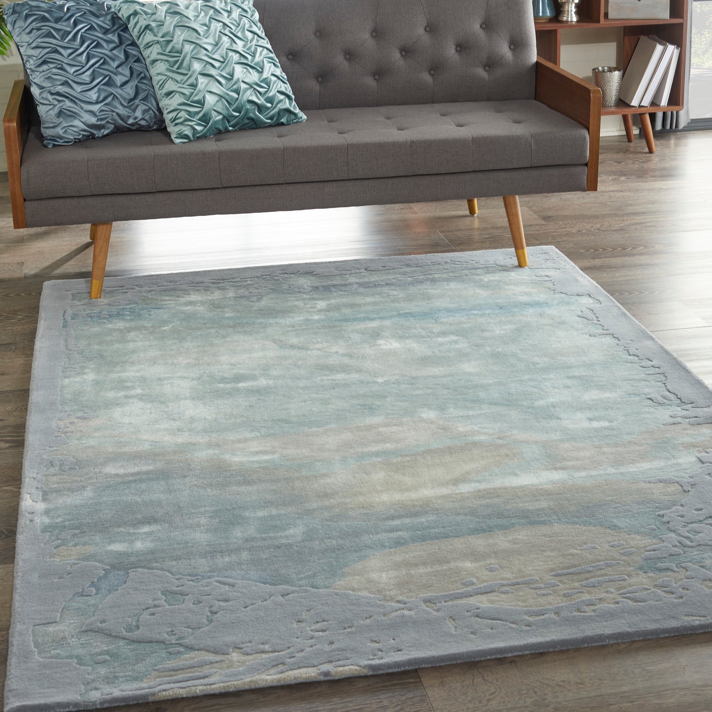 Nourison Prismatic 3'9" x 5'9" Seafoam/Silver Modern Indoor Rug