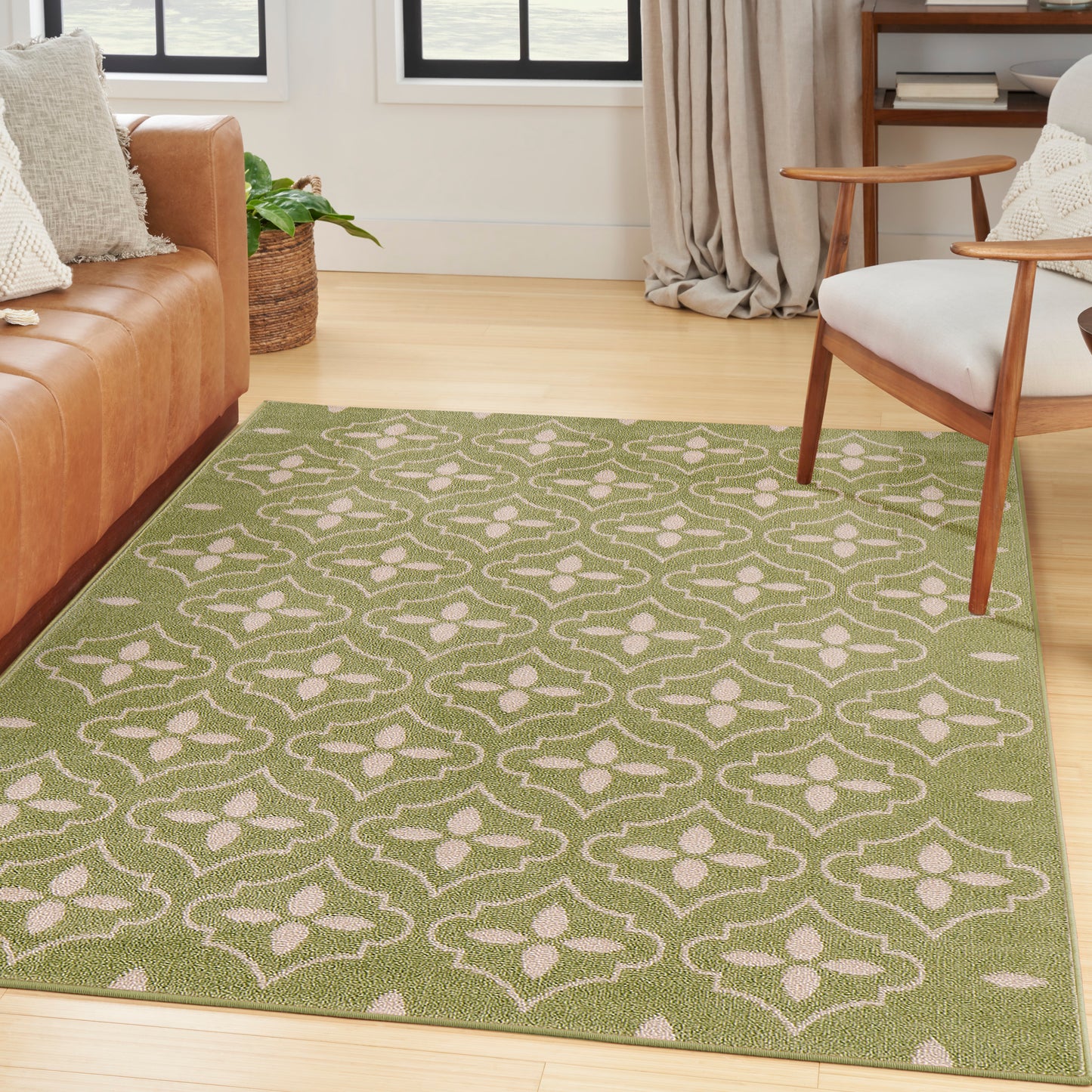 Nourison Nourison Essentials 4' x 6' Green Ivory Modern Rug