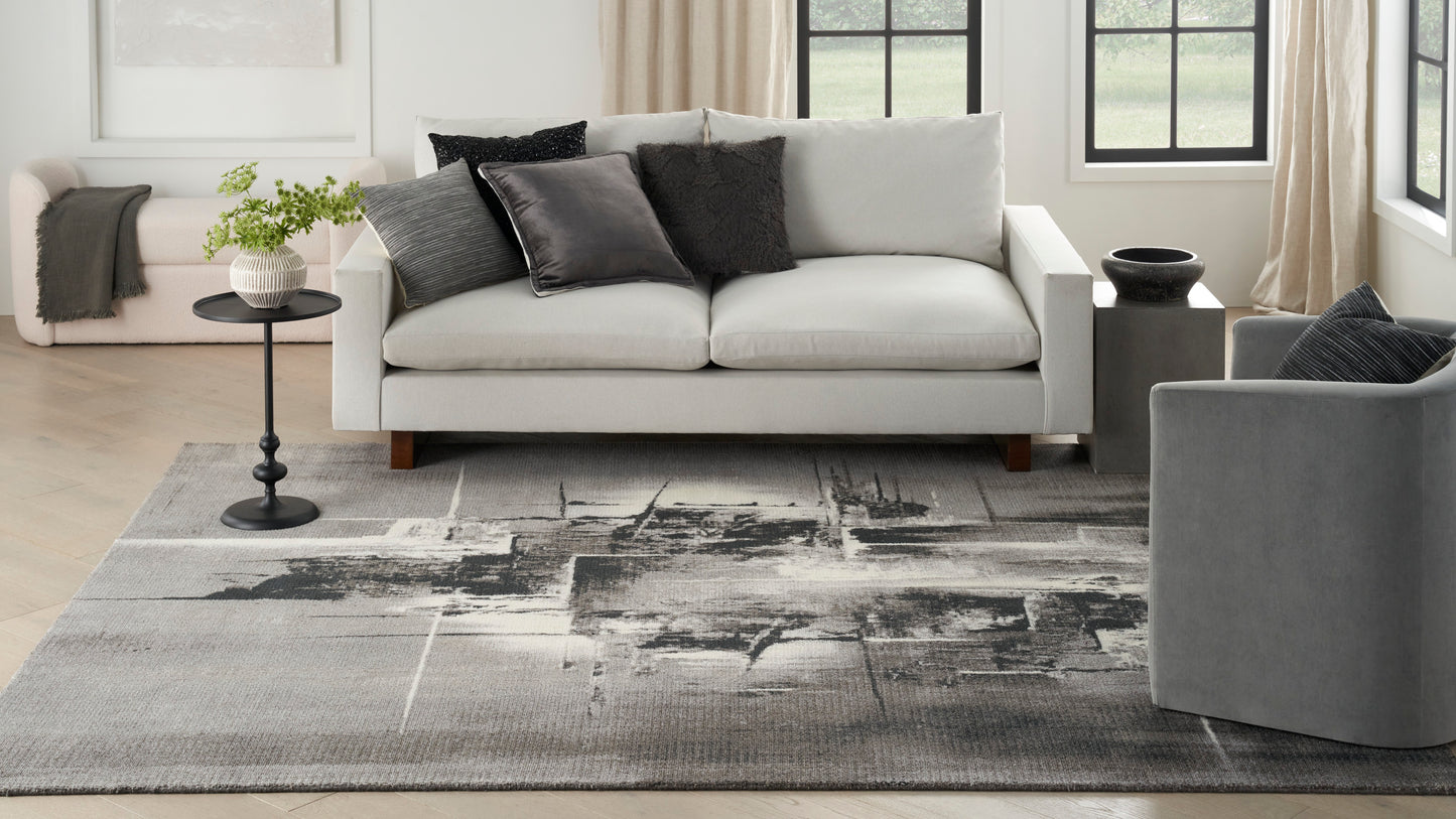 Nourison Twilight 5'6" x 8' Grey/Ivory/Black Modern Indoor Rug