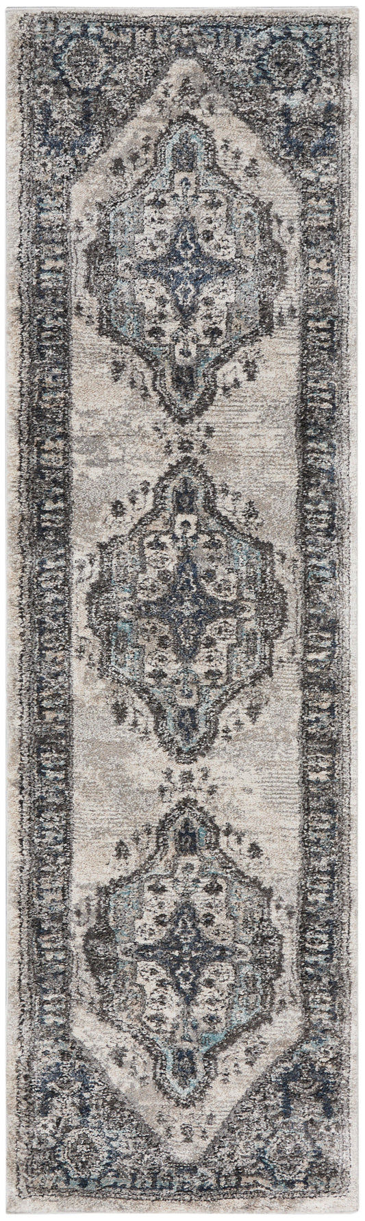 Nourison American Manor 2'2" x 7'6" Grey Farmhouse Indoor Rug