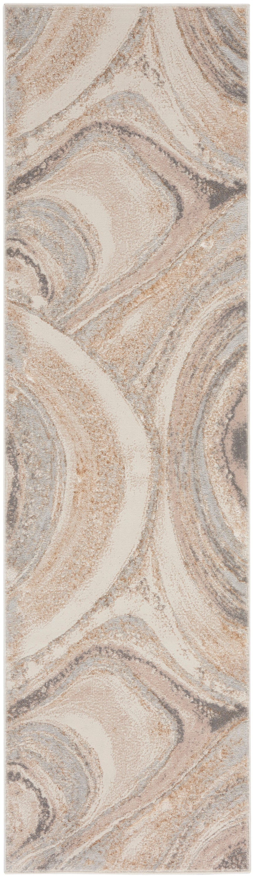 Inspire Me! Home Décor Brushstrokes 2'2" x 7'6" Cream Grey Modern Indoor Rug