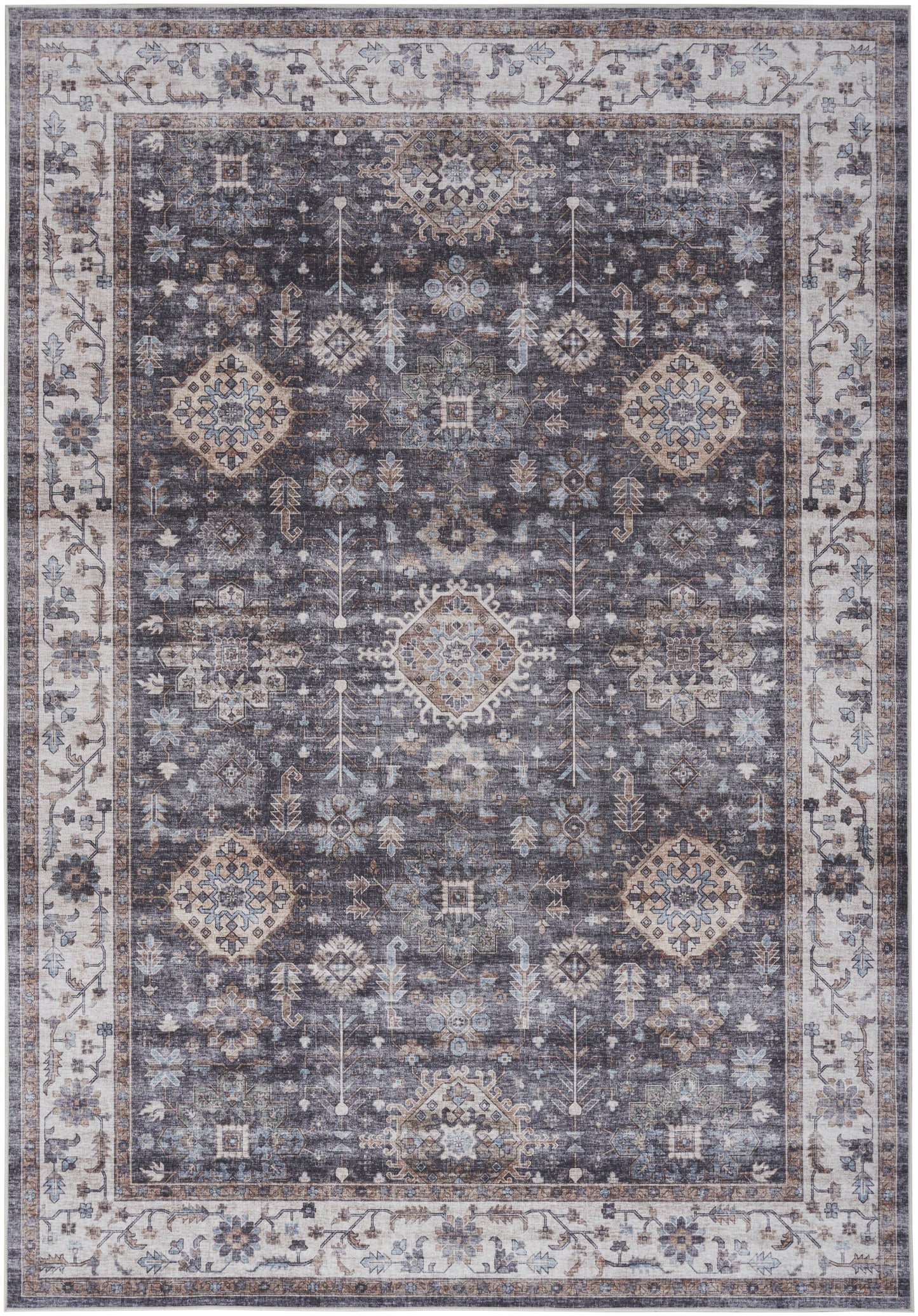 Nourison Fulton 5' x 7' Charcoal Vintage Indoor Rug