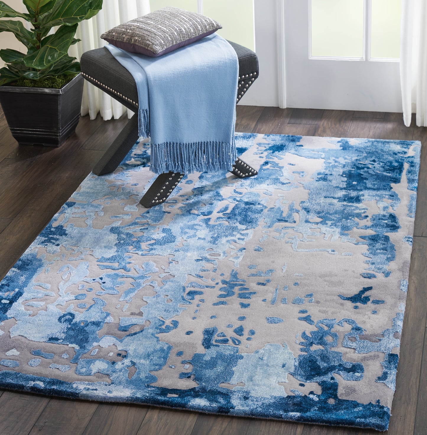 Nourison Prismatic 3'9" x 5'9" Blue/Grey Modern Indoor Rug