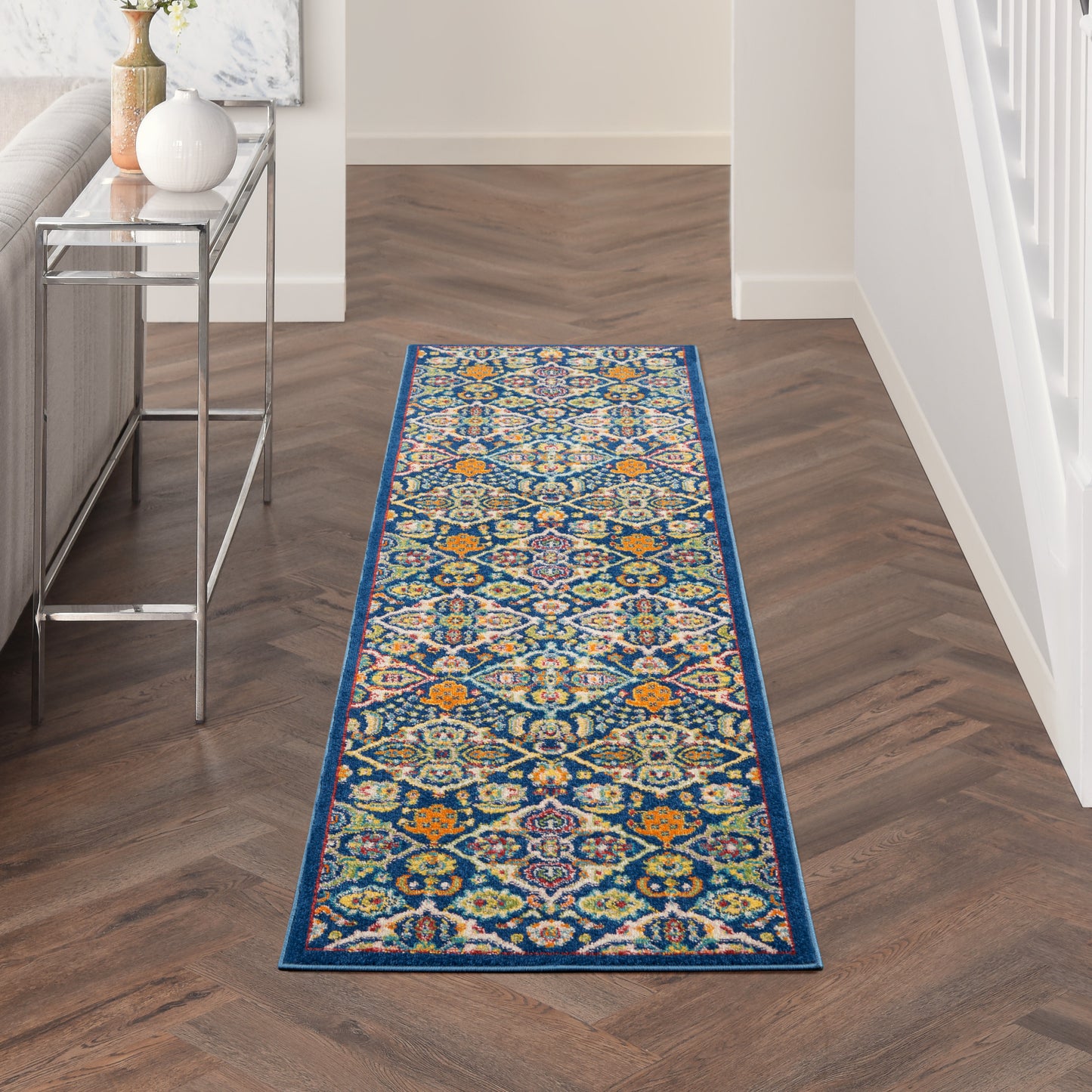 Nourison Allur 2'3" x 7'6" Navy Multicolor Bohemian Indoor Rug