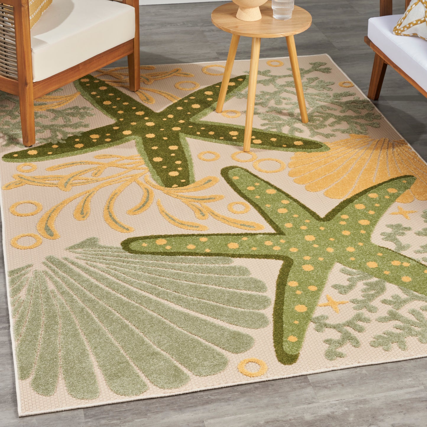 Nourison Aloha 6' x 9' Green Yellow Outdoor Rug