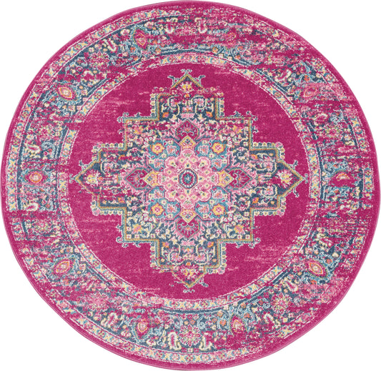 Nourison Passion 5' x Round Fuchsia Bohemian Indoor Rug