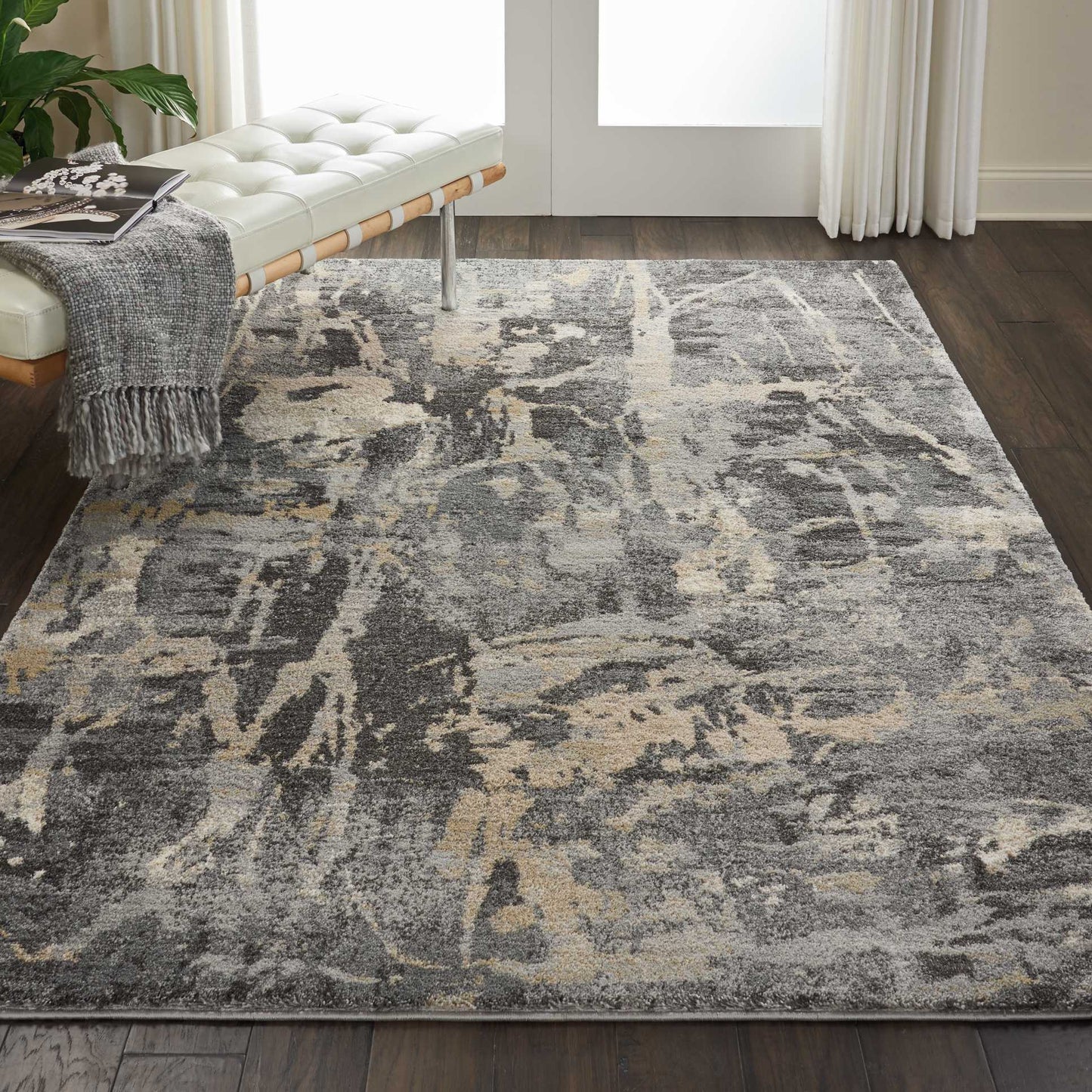 Nourison Fusion 5'3" x 7'3" Grey Modern Indoor Rug