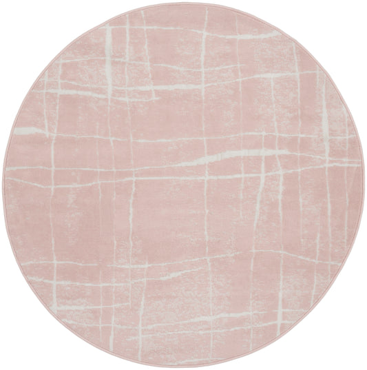 Nourison Whimsicle 5' x Round Pink Ivory Modern Indoor Rug