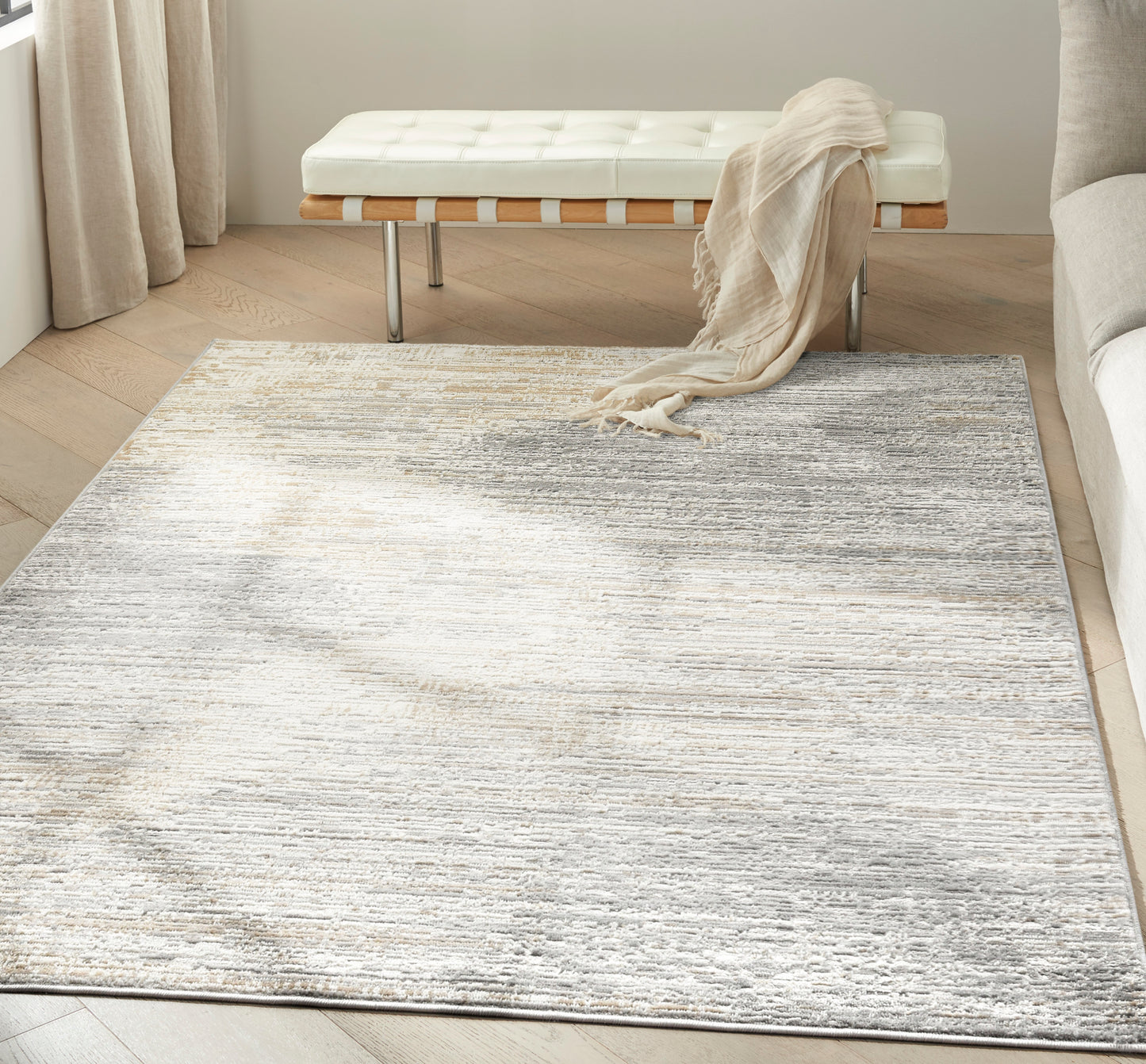 Calvin Klein CK011 Verdant 5'3" x 7'3" Ivory/Grey Modern Indoor Rug