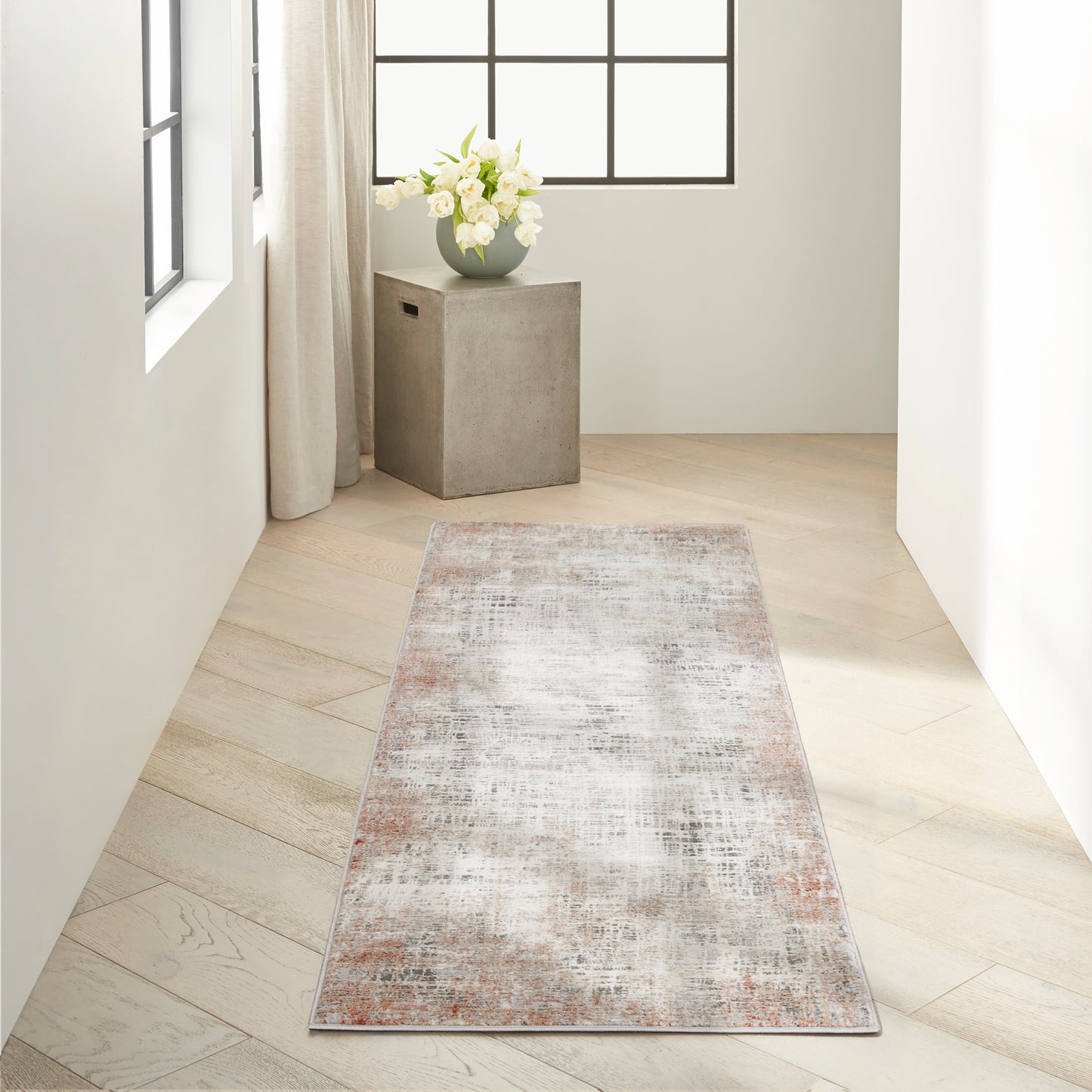 Calvin Klein CK022 Infinity 2'2" x 7'6" Rust Multicolor Modern Indoor Rug